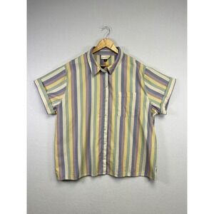 Universal Thread Pastel Stripe Short Sleeve Button Up Shirt Women's‎ XXL